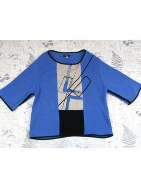 NEW Fall Jaskar Women's Designer Lagenlook hand Painted knit art to wear Top XL